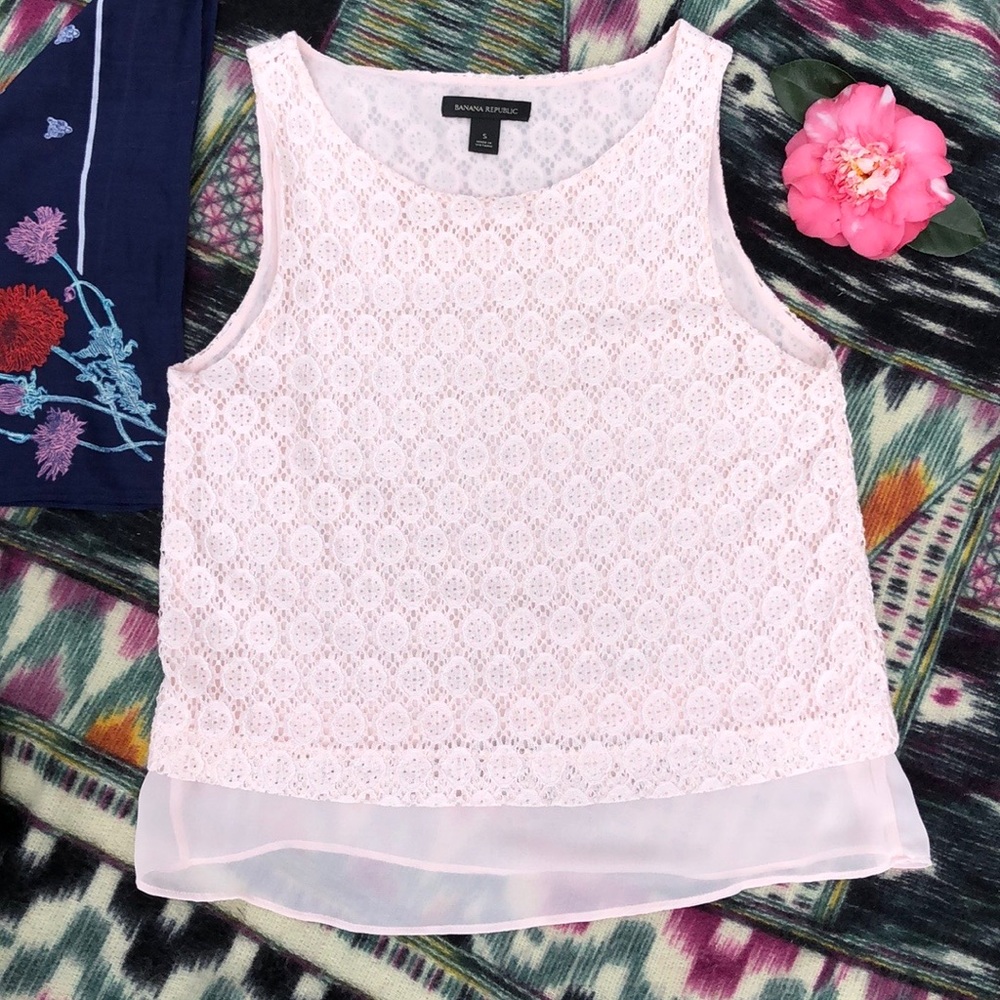 πΊ Banana Republic Pink Lace/Lined Tank Top Sz. S! - Picture 1 of 8
